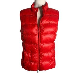 Dip Packable Down Filled Bubble Vest XL Red Sleeveless Lined Pockets Full Zip